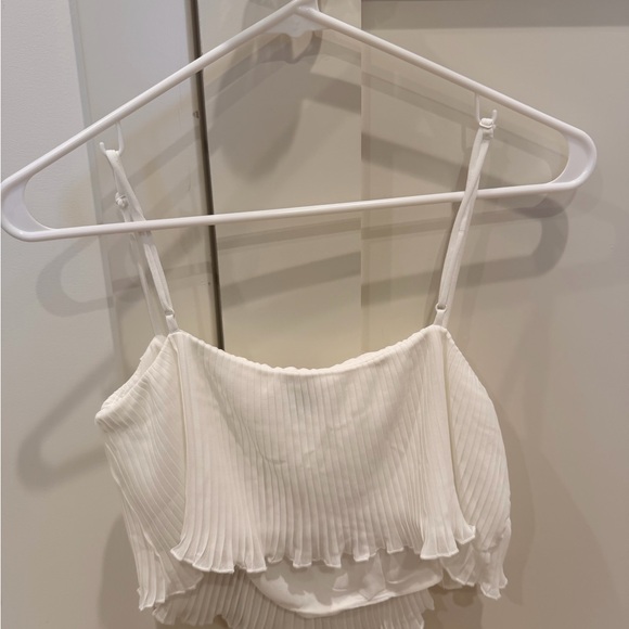Princess Polly Ivory Ribbed Ruffle Crop Cami - Picture 2 of 3